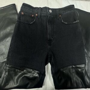 Abercrombie & Fitch Black Jeans with Leather Accents